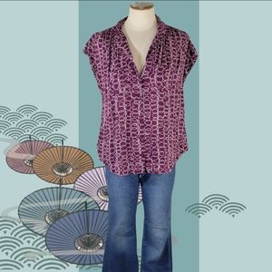 Anthropologie Cap Sleeve Drapey Blouse